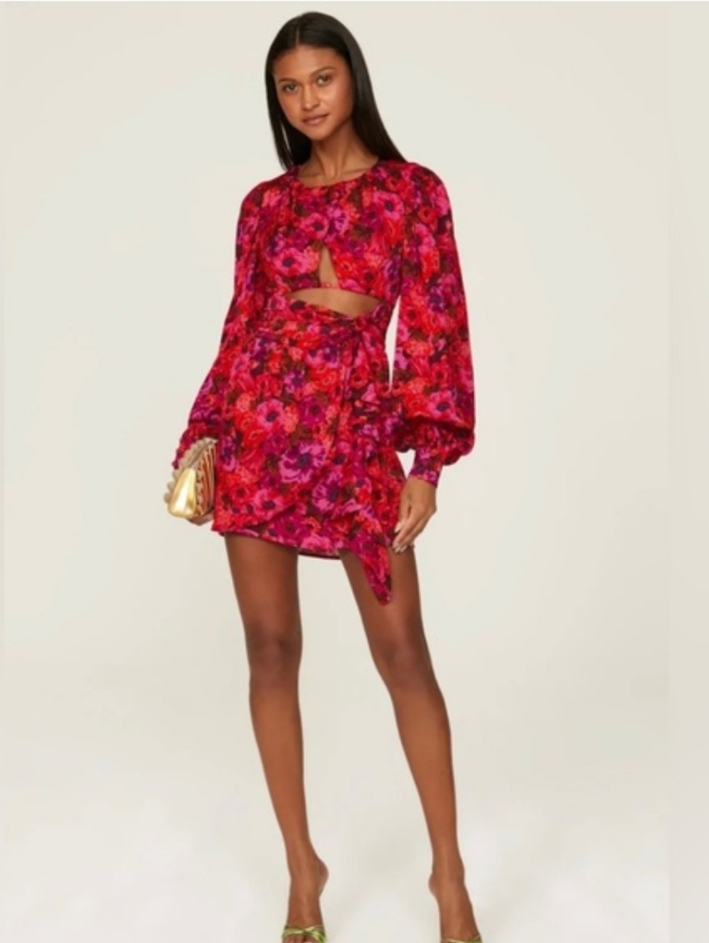 Bright Floral Cutout Long Sleeve Blouse For Love And Lemons Size Medium